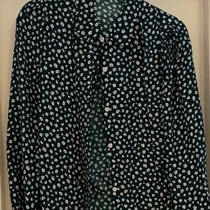Emerson Fry Green Floral Daisy Print Blouse Tag Removed but size Small